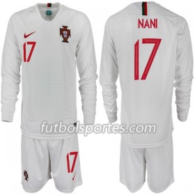 Camisetas Portugal NANI 17 Niño Segunda Equipacion Mundial 2018 Manga Larga